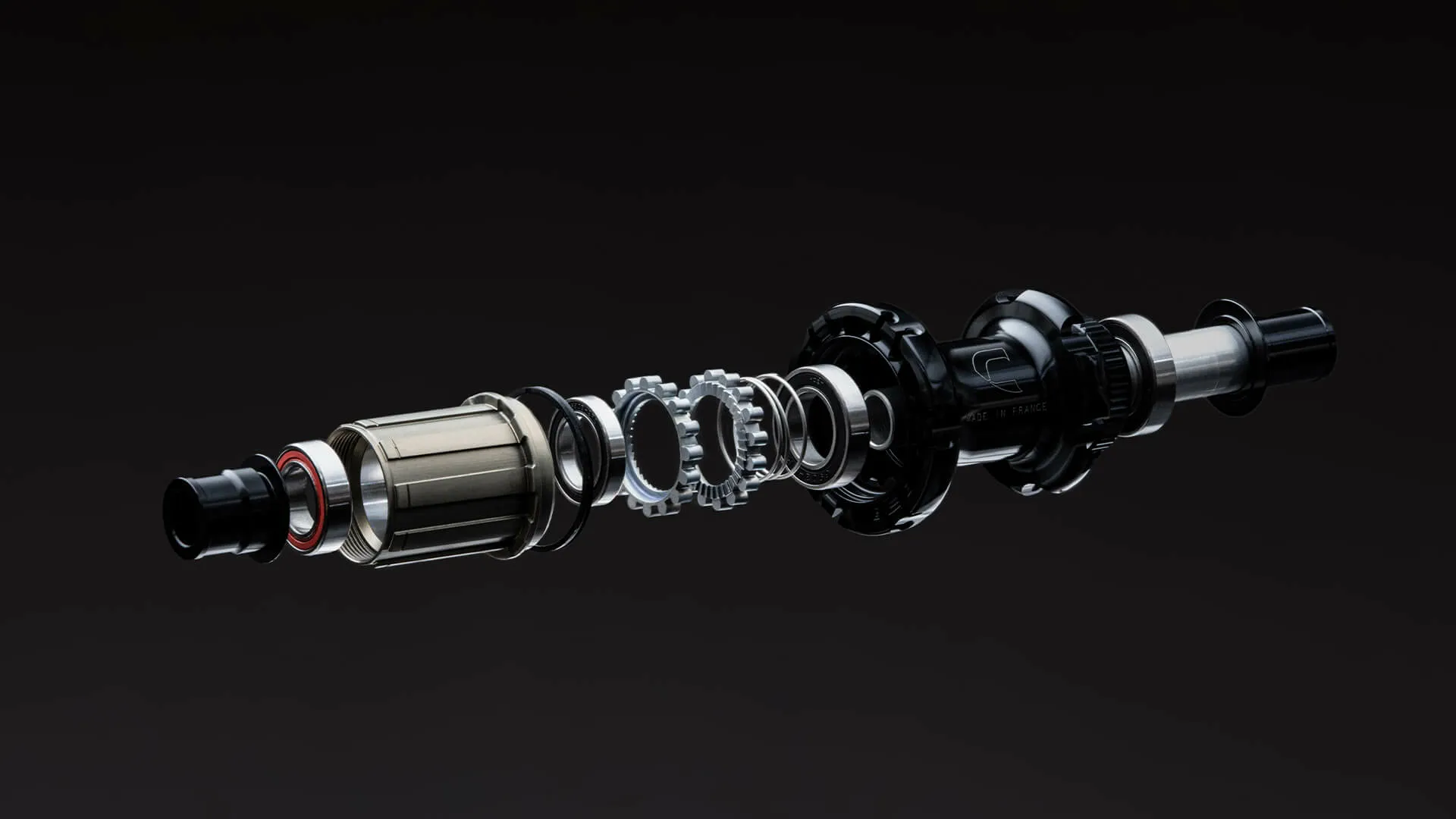 Moyeu arrière Corima EVO Ratchet 36 points roue Essentia 42 gros plan